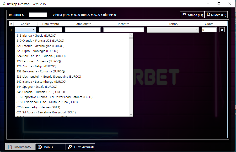 Bet App Desktop anteprima